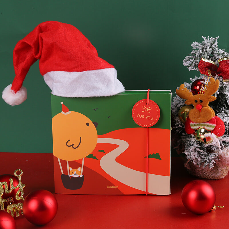 Kinbor DTB6578 Christmas Stationery Gift Box Set Cute B7 Notebook + Socks + Gel Pen Gifts for Family Friends