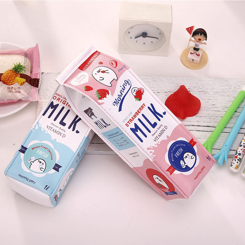 WAM PC-03 Milk Bottle Pencil Case PU Pen Storage Bag Pouch Office School Stationery Supplies