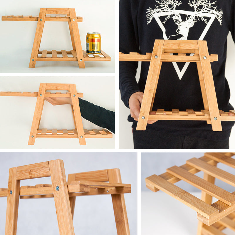 Bamboo Wooden Plant Stand Indoor Outdoor Garden Planter Flower Pot Shelf