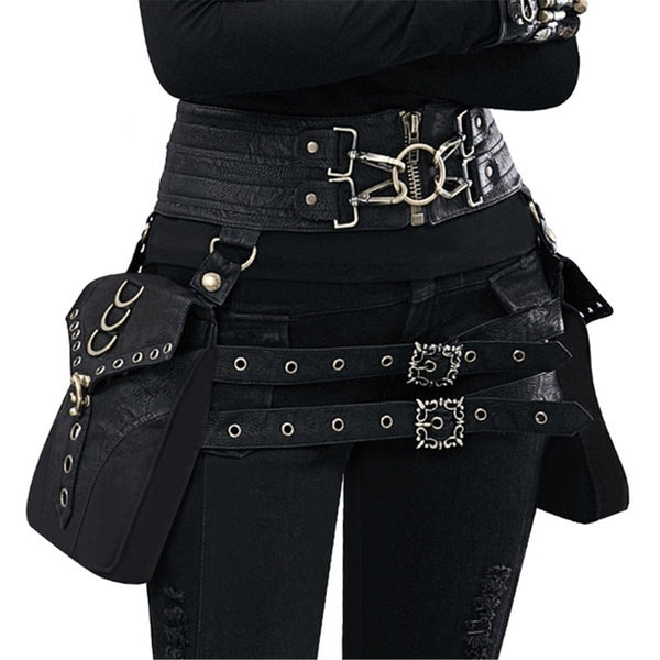 Vintage Wide Leather Waist Belt Bag Steampunk Corset Tactical Bag Travel Hunting