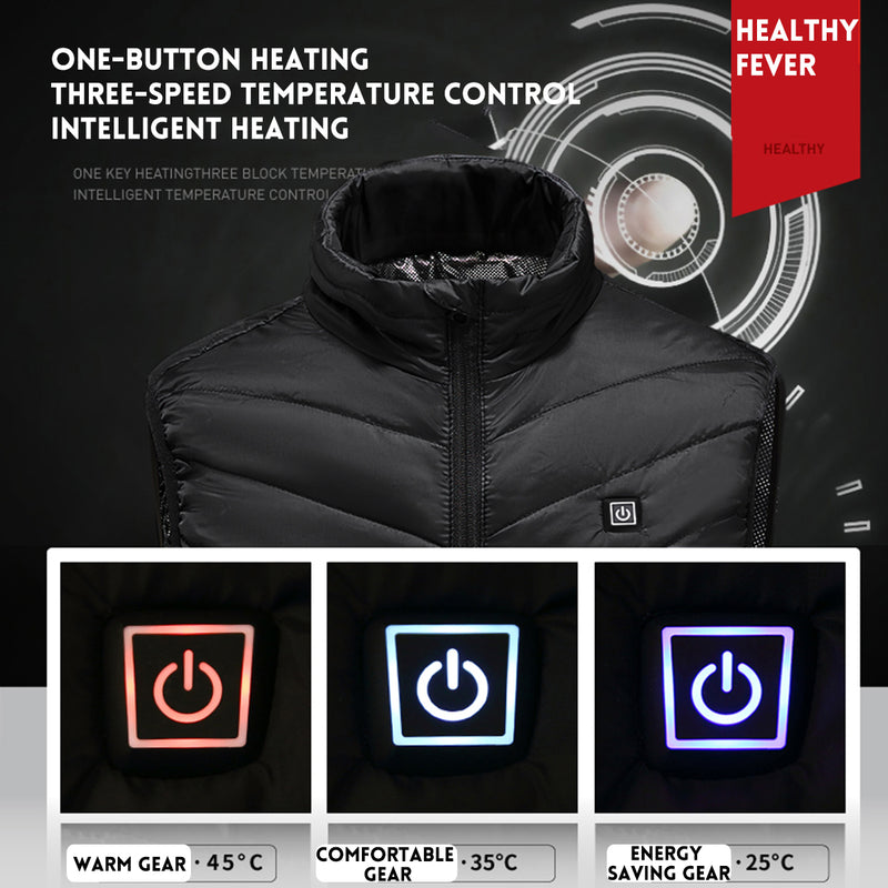 5V USB Electric Vest Heated Jacket Thermal Warm Neck + Back Pad Winter Body Warmer Cloth