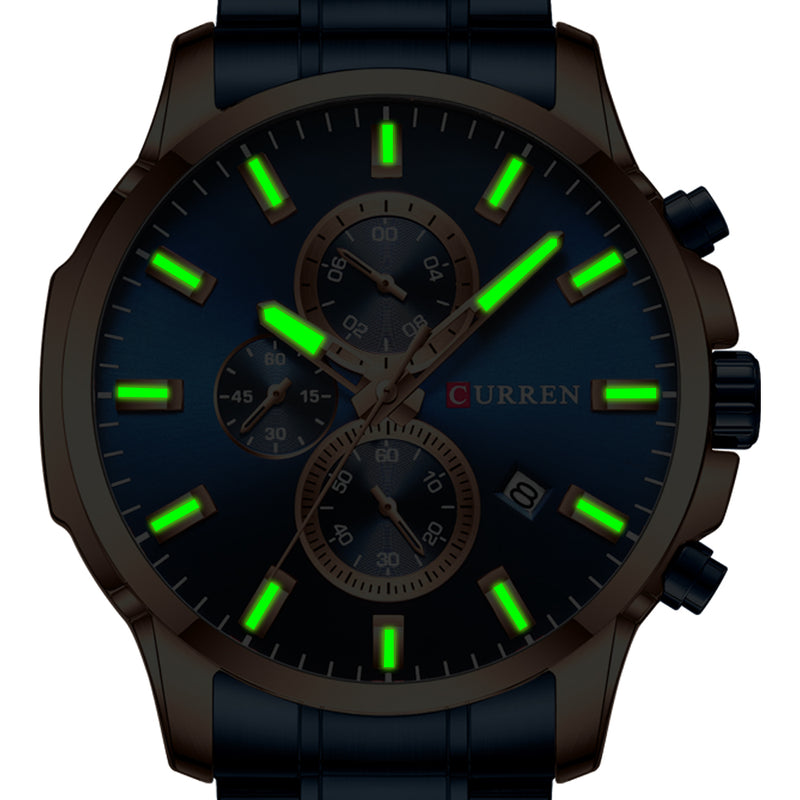 CURREN 8348 Full Steel Watch Band Quartz Watch Luminous Display Business Men Watch