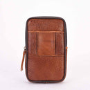 Outdoor Multifucntional Vertical Leather Men Casual Pocket Portable Zip Waist Pack Phone Bag