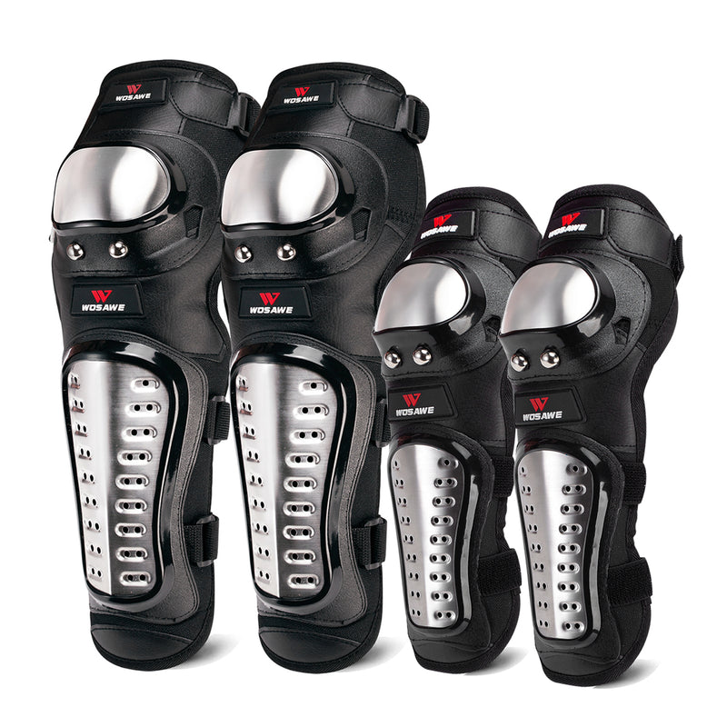 WOSAWE Motorcycle Long Knee Pad Elbow Guard Motorbike Racing Protective Gear Armor Stainless Steel