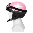 Retro Pink Motorcycle Half Face Helmet Biker Scooter With Sun Visor UV Goggles Cafe Racer