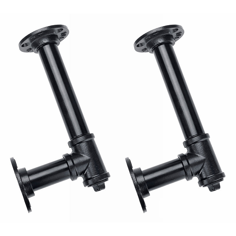 1 Pair of DN20 Steel Pipe Shelf Bracket Holder 100/150/200/240mm DIY Pipe Shelf Bracket