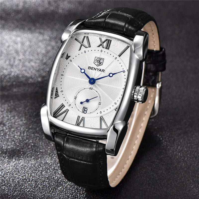 BENYAR 5114 Fashion Men Watch 3ATM Waterproof Date Display Leather Strap Quartz Watch