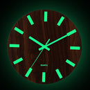 Wooden Wall Clock Glow In The Dark Silent Quartz Indoor Living Room Luminous
