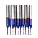 Drillpro 10pcs 3.175mm Shank Blue Coated Spiral Flat End Mill Two Flute CNC Milling Cutter