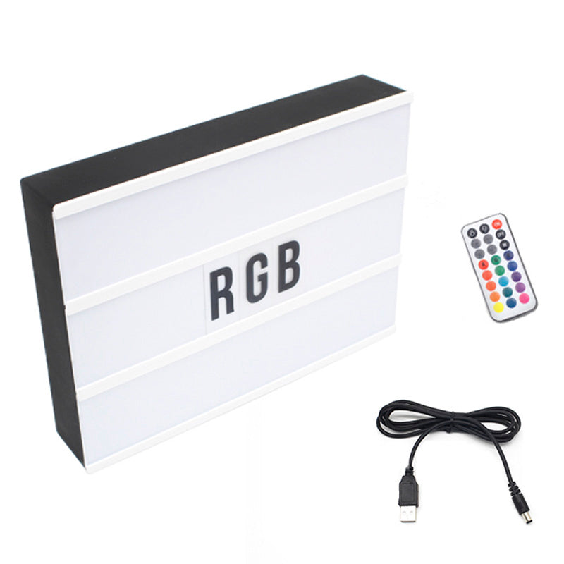 DIY Alphabet Symbol Card Night Light Remote Control Timing Dimming A4 LED Box Advertising Lamp