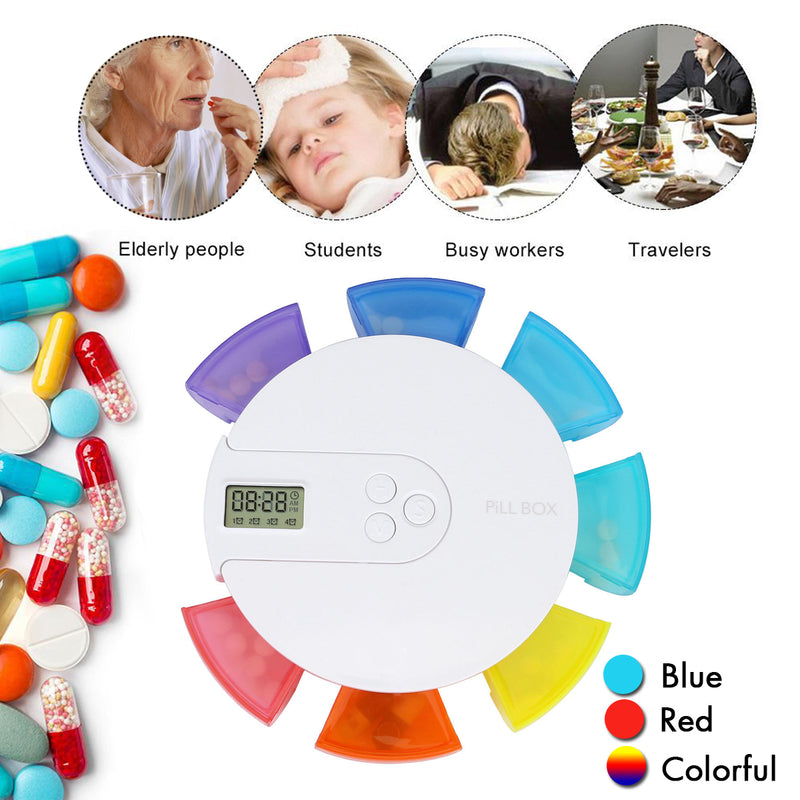 7 Days Electronic Pill Organizer Timer Alarm Clock Reminder Medicine Case Box