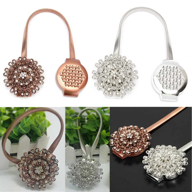 Flower Crystal Magnetic Curtain Clip Tie Backs Buckle Tie Back Clips Home Decoration