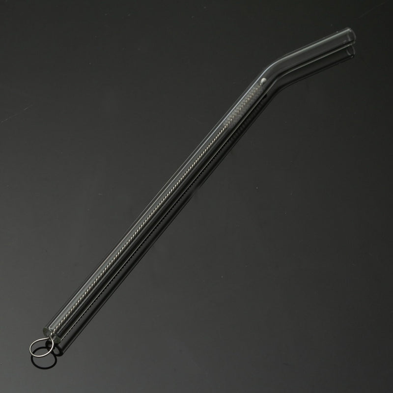 4Pcs 5mm Reusable Clear Bent Glass Drinking Straws Water Juice Straws with Cleaning Brush