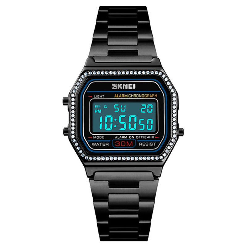 SKMEI 1474 Casual Women Watch 3ATM Waterproof EL Light Week Display Fashion Digital Watch