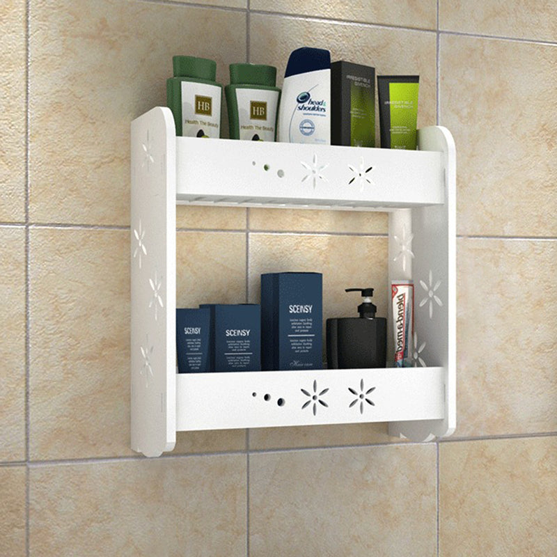 1 Piece Punch-free Bathroom Kitchen Wall-mounted Storage Rack Multipurpose Shelf 2/3 Layers S/M/L Size