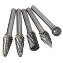 Drillpro RB29 5pcs 1/4 Inch Shank 10mm Tungsten Carbide Burr Rotary Cutter file Set Engraving Tool