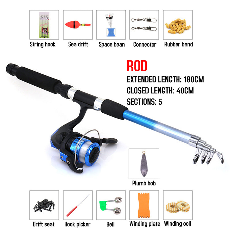 ZANLURE 13pcs/set 5.2:1 BB Fishing Rod Reel Combo