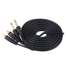 Dual RCA to Dual TS 6.35mm Audio Cable Audio Signal Cable for Mixer Amplifier Speaker Black