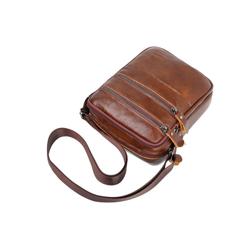 2L Men Genuine Leather Shoulder Bag Crossbody Messenger Handbag Outdoor Travel