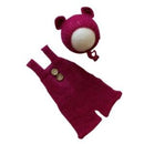 Winter Newborn Photography Clothing Hand-Woven Mohair Bear Rompers+Hat Suit