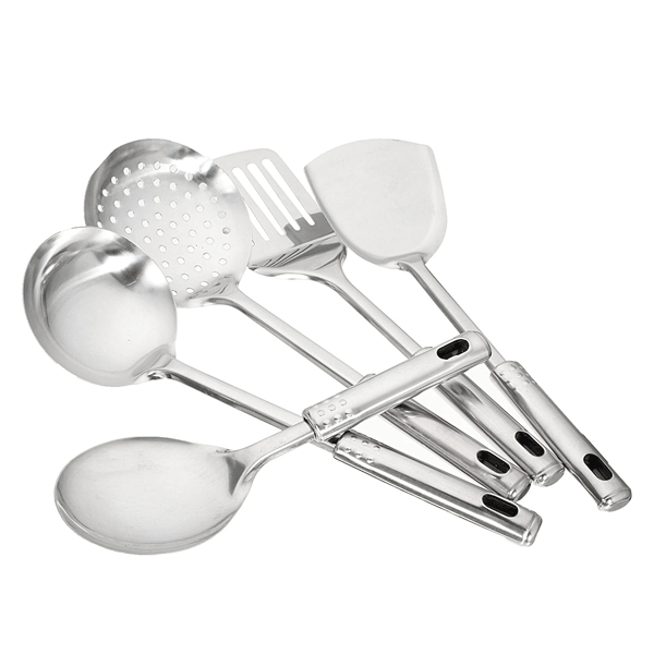 5Pcs Stainless Steel Cooking Set Spoon Colander Shovel Kitchen Cooking Tools