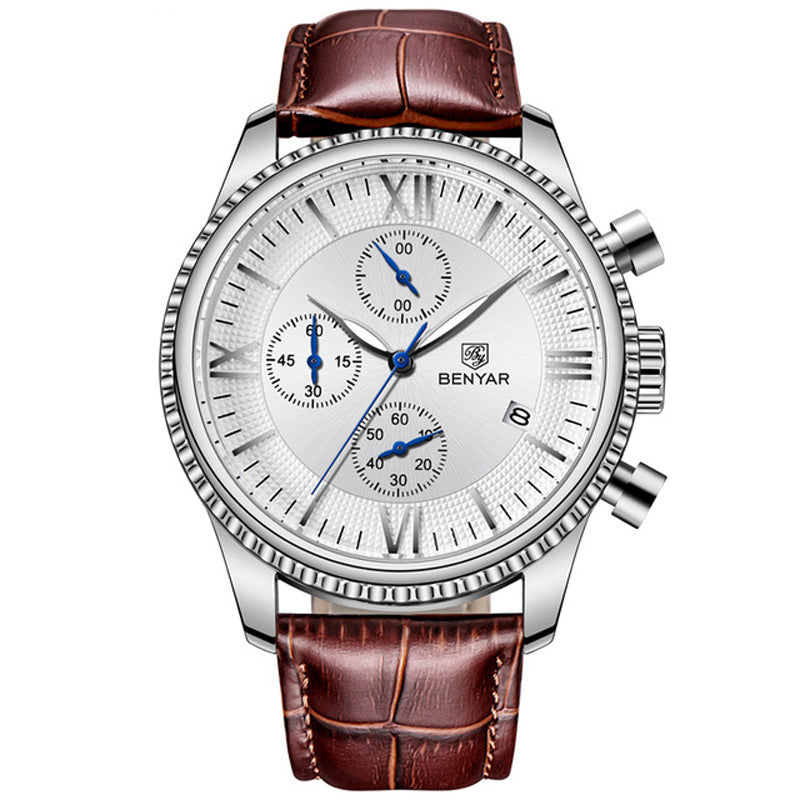 Benyar 5129X Business Men Watch 3ATM Waterproof Luminous Display Calendar Quartz Watch