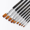 BGLN 801 9 Pcs/set Nylon Hair Oil Paint Brushes Flat Painting Brush For Oil Acrylic Brush Pens pincel para pintura School Students Art Supplies