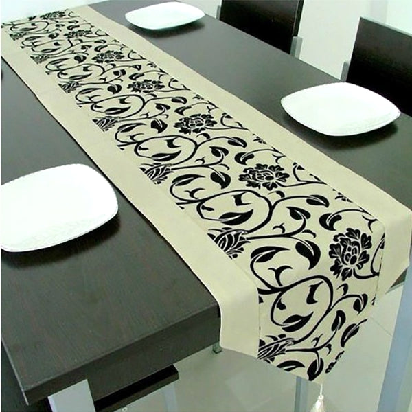 Flocking Damask Table Runner Cloth Wedding Decoration