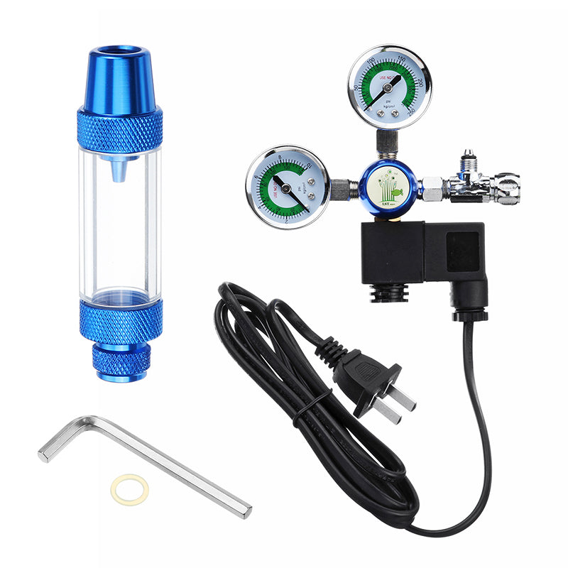 220V G5/8 Aquarium Co2 Regulators Check Valve Bubble Counter Solenoid+1.4m Cable