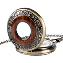 Deffrun Vintage Hand Wind Mechanical Watch Wooden Design Pocket Watches