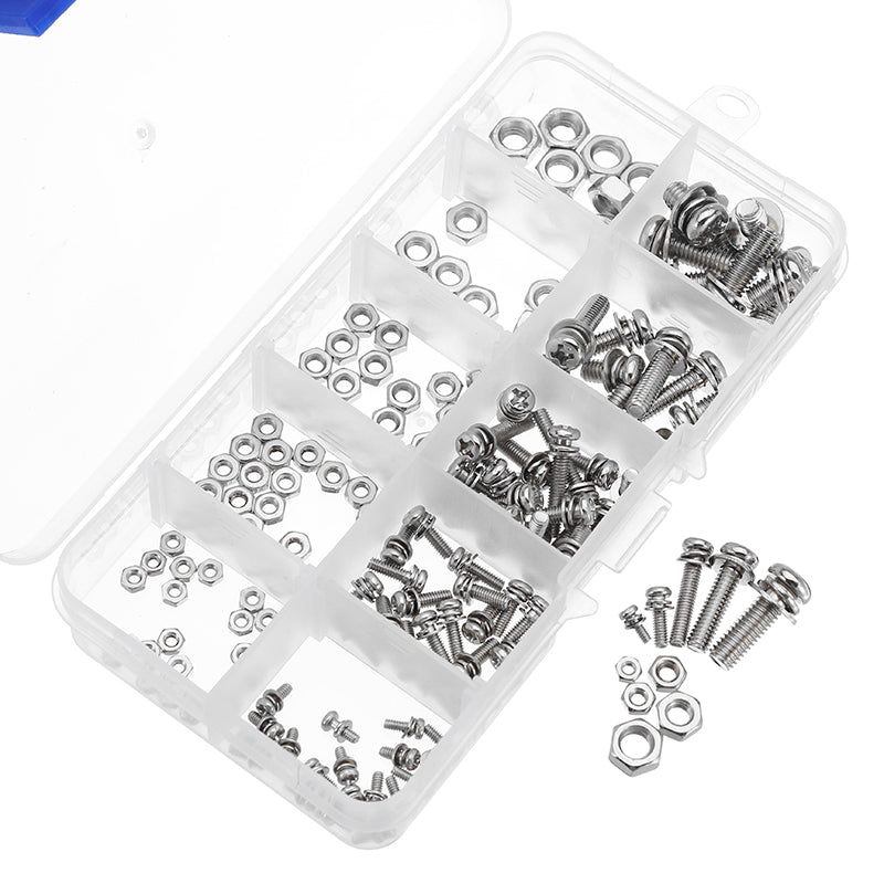 Suleve MXSP1 Steel Phillips Pan Head Screws Nuts Assortment Kit M2/M2.5/M3/M4/M5 160Pcs