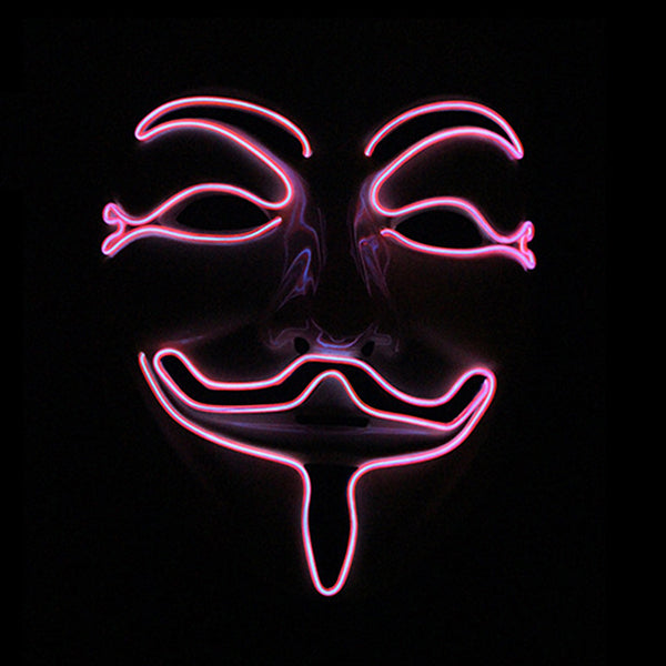Halloween V-Vendetta Mask LED Luminous Flashing Face Mask Party Masks Light Up Dance Halloween Cospl
