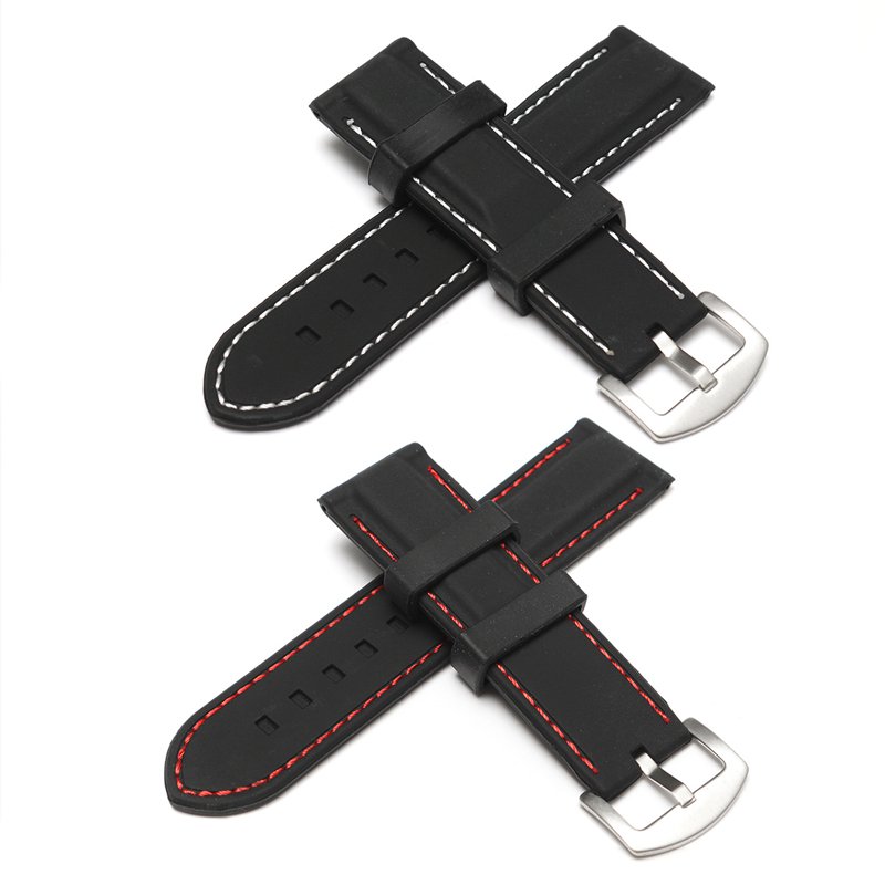 22/24mm Width Silicone Watch Band Wrist Rubber Mens Strap Sport Diver Waterproof