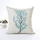 Blue Sea House Starfish Cotton Linen Cushion Cover Square Soft Decorative Pillow Case