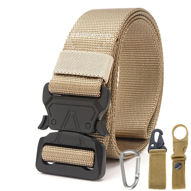 Xmund XD-TB3 125cm Men's 1000D Nylon Belt Metal Buckle Quick Release Tactical Belts With Carabiner Eagle Mouth Buckle Beverage Hanging Belt