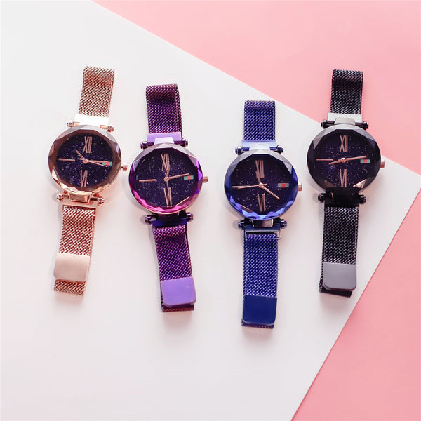 Deffrun Magnetic Attraction Clasp Women Wrist Watch Shining Dial Face Casual Style Quartz Watch