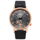 Deffrun Casual Style Women Wrist Watch Leather Watch Band Quartz Watch