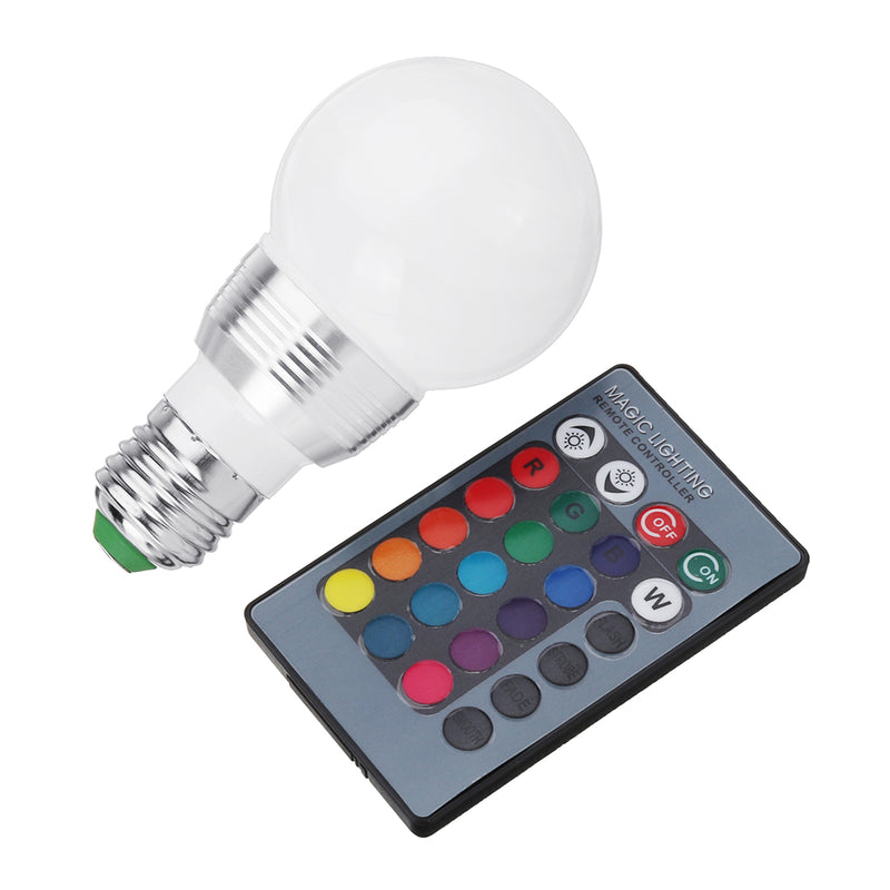 AC85-265 3W E27 E14 Dimmable RGB LED Light Bulb+24 Key IR Remote Controller for Home Party Decor