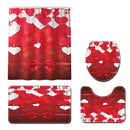 Honana 4PCS Bathroom Waterproof Shower Curtain Pedestal Rug Toilet Seat Covers Bath Mat Bathroom Decor