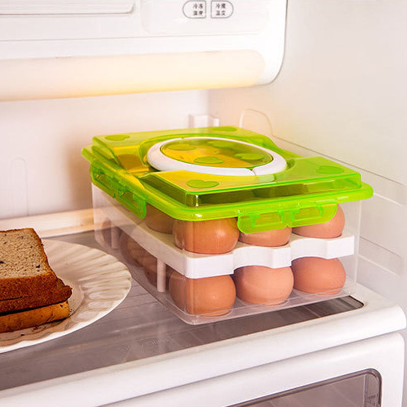 Double Layer 24 Grid Egg Box Kitchen Storage Container Holder Food Organizer Fridge Crisper