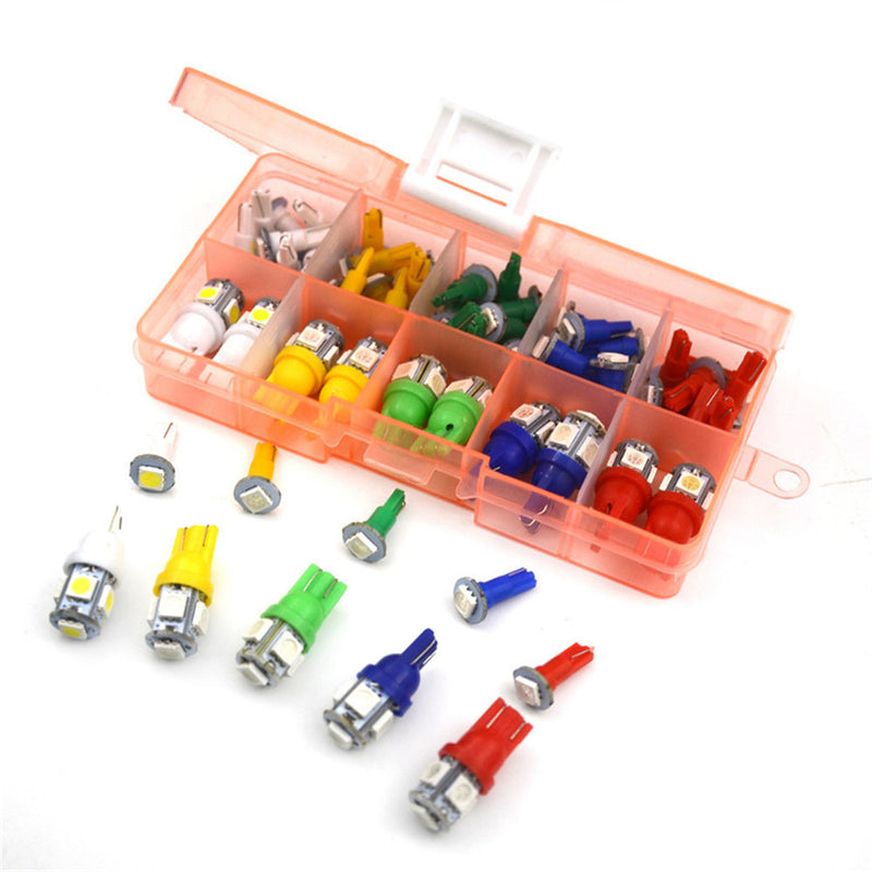 40Pcs 12V Car Motorcycle T5 T10 LED Instrument Panel Cluster Dash Lamp Mixed Bulb Lights