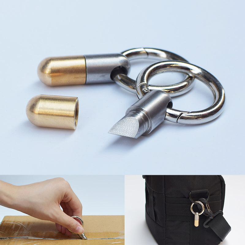Tiny Cutting Tool Stainless Steel Multi-function EDC Portable Blade Cutter Key Ring Pendant Cutting Tool
