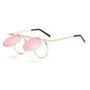 Steam Punk UV400 Sunglasses Polarized Lens Flip-ope Vintage Round