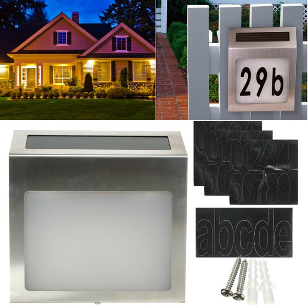 Waterproof Solar Powered LED House Address Door Number Doorplate Lamp Wall Light