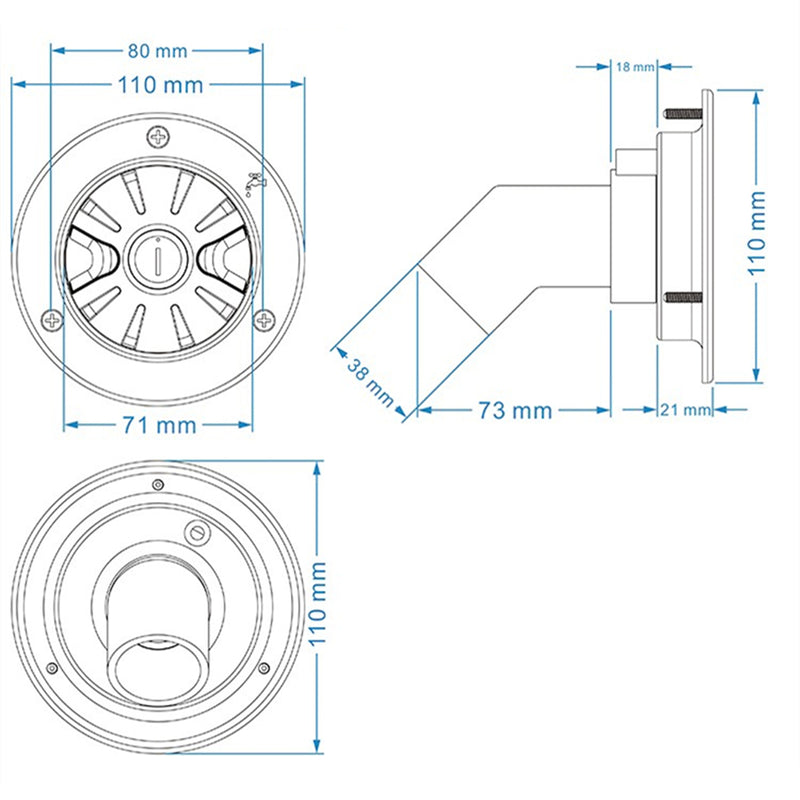 White 38mm Lockable Water Filler New Caravan RV Boat Parts Gravity Pipe Inlet