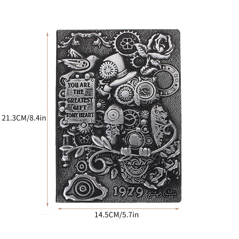 Home Gift Journal PU Cover Writing Pads Hardcover Travel Retro Embossed Notebook Handcraft Diary School