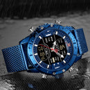 NAVIFORCE 9153 Business Style LED Dual Digital Watch Waterproof Full Steel Quartz Watch