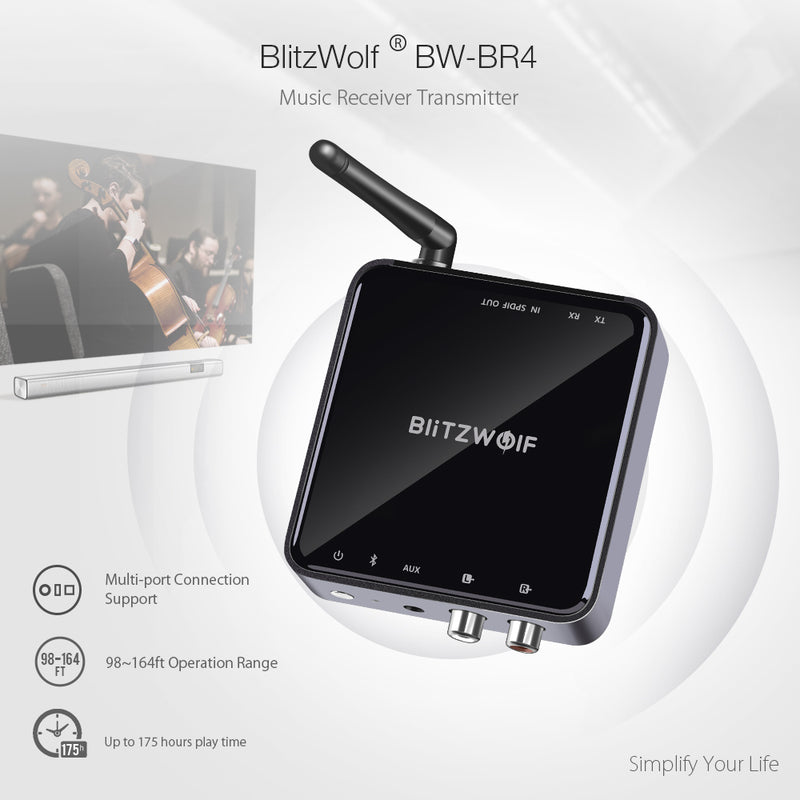 BlitzWolf BW-BR4 bluetooth V5.0 HD Music Receiver Transmitter Audio 2 in 1 Adapter