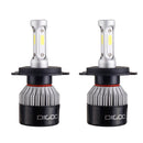 Digoo DG-S2 Car LED Headlights Bulbs H4 H7 High Low Beam Fog Lamps 72W 9000LM IP68 6500K White 2PCS PK Nighteye S2