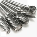 Drillpro RB13 5pcs 12mm Head Tungsten Carbide Rotary File Burr Die 6mm Shank for Rotary Drill
